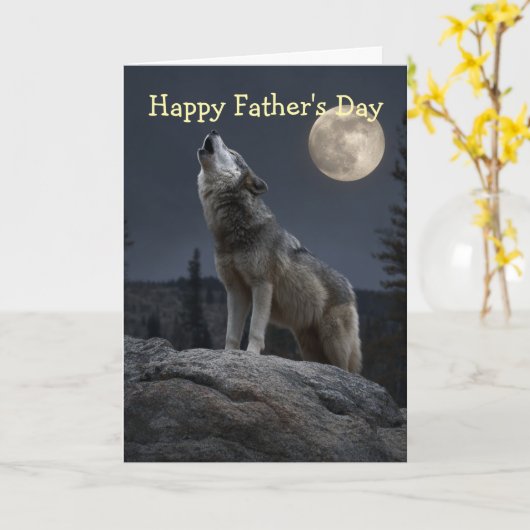 A Howling Wolf Father's Day Kaart (Gele Bloem)