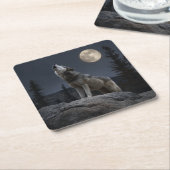 A Howling Wolf Kartonnen Onderzetters (Schuin)