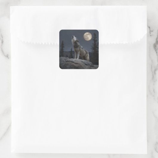 A Howling Wolf Vierkante Sticker (Tas)