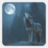 A Howling Wolf Vierkante Sticker (Voorkant)