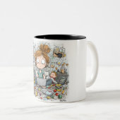 A Humorous Illustration of Mom Life Tweekleurige Koffiemok (Voorkant rechts)