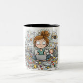 A Humorous Illustration of Mom Life Tweekleurige Koffiemok (Center)