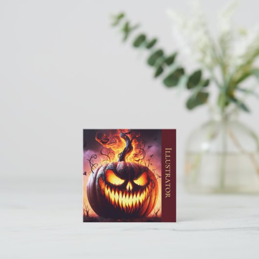 A.I. Evil Jack-o'-lantaarn Vierkante Visitekaartje (Staand voorkant)