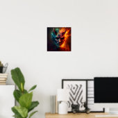 A.I. Flaming Devil Face Poster (Thuiskantoor)