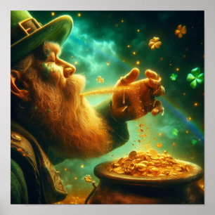 A.I. Leprechaun Creëer een pot goud Poster