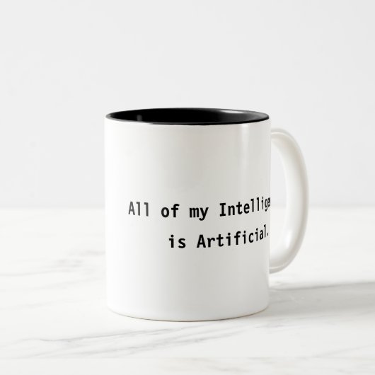 A.I. Mok: Al mijn intelligentie is kunstmatig Tweekleurige Koffiemok (Voorkant rechts)