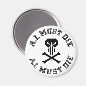 A.I. Must Die™ Logo (College Lettertype) Magneet (Voorkant / Achterkant)
