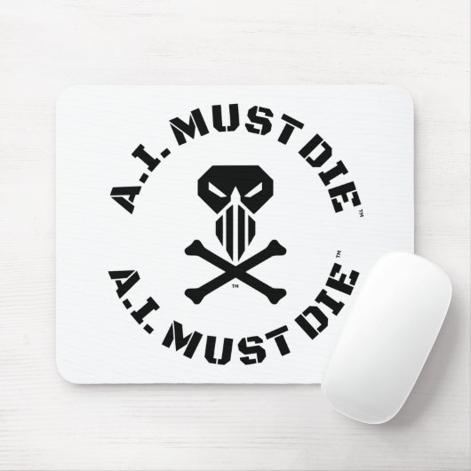 A.I. Must Die™ Logo (Militaire Lettertype) Muismat (Met muis)