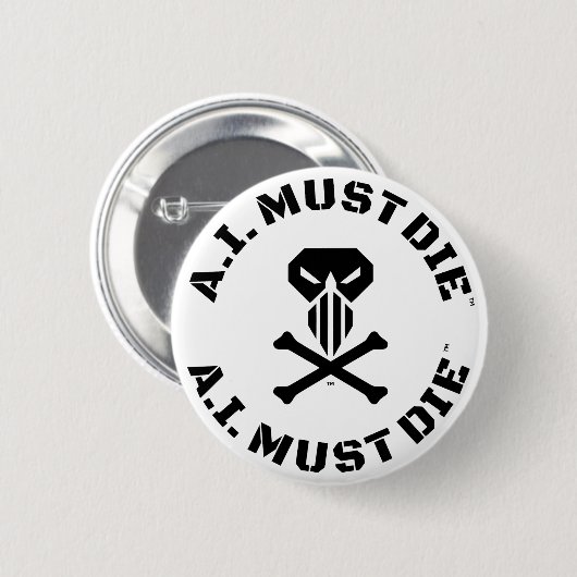 A.I. Must Die™ Logo (Military Font) Button Pin (Voorkant /achterkant)
