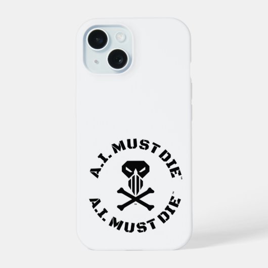 A.I. Must Die™ Logo (Military Font) iPhone Case iPhone 15 Case (Achterkant)