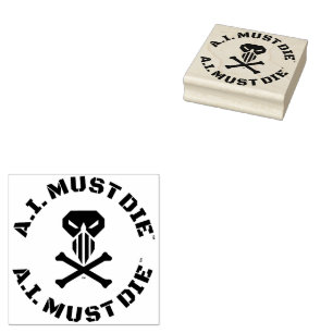 A.I. Must Die™ Logo (Military Font) Rubberstempel