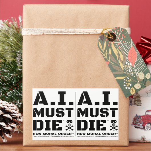 A.I. Must Die™ Logo (Military Font) Stickers (Feestdagen)
