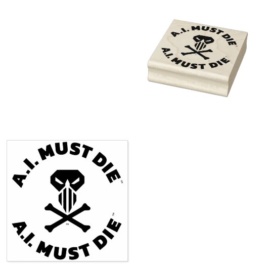 A.I. Must Die™ Logo (Vet Schrift) Stempel (Gestempeld)