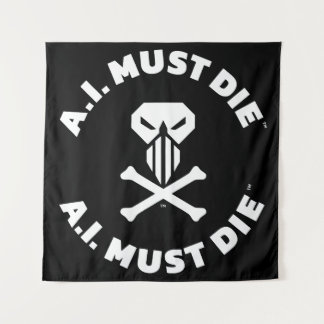 A.I. Must Die™ Logo (Wit Lettertype) Wandtapijt Wandkleed
