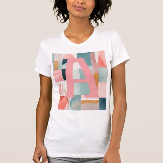 A in Pink AI-kunst T-shirt (Voorkant)