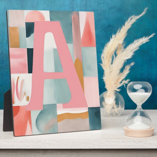 A in Roze AI-kunst Fotoplaat (Zijkant)