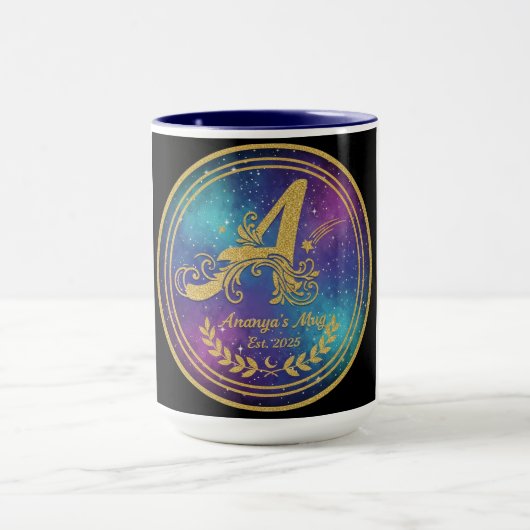 'A' Initial Monogram Mug Set - Ananya's Est. 2025 Mok (Midden)