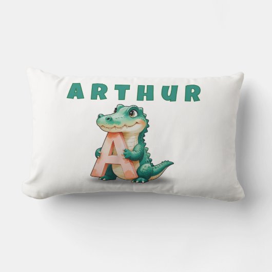 A is for Alligator – Personalized Baby Name Pillow Kussen (Voorkant)
