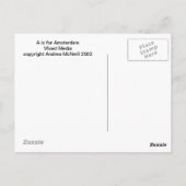 A is for Amsterdam postcard Briefkaart (Achterkant)