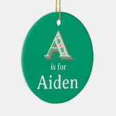 A is voor Aidan Kerst Ornament Aangepaste naam (Rechts)