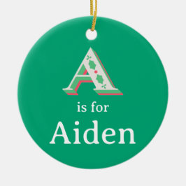 A is voor Aidan Kerst Ornament Aangepaste naam