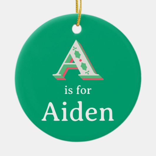 A is voor Aidan Kerst Ornament Aangepaste naam (Voorkant)
