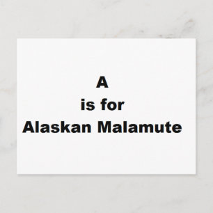 a is voor alaskan malamute briefkaart