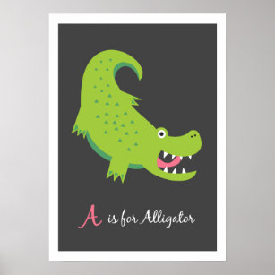 A is voor Alligator - Alphabet Friends Art Print