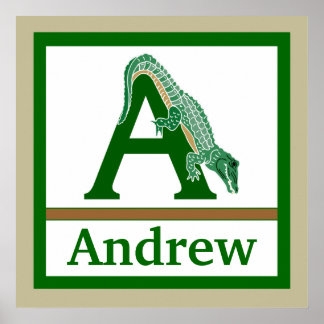 A is voor Alligator en Boy Name Wall Art voor kind Poster