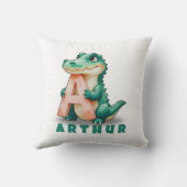 A is voor Alligator – Gepersonaliseerde Baby Naam  Kussen (Achterkant)