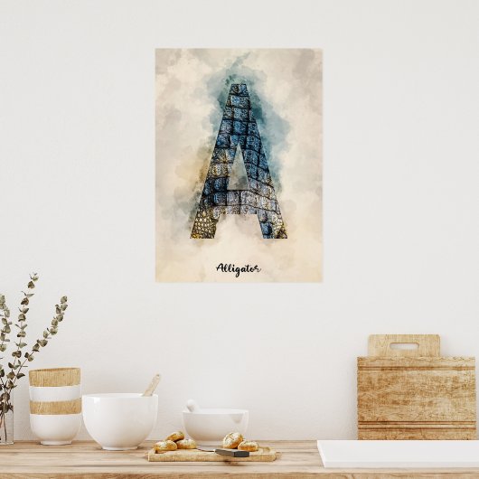 A is voor alligator poster (Keuken)