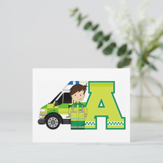 A is voor Ambulance Briefkaart (Staand voorkant)
