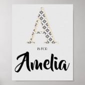 A is voor Amelia Klassieke Moderne Tekst Aangepast Poster (Voorkant)