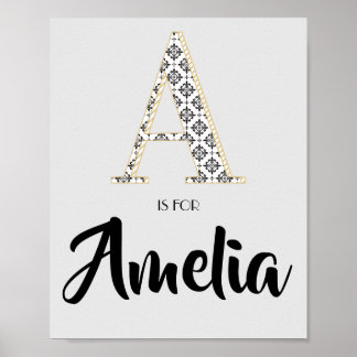 A is voor Amelia Klassieke Moderne Tekst Aangepast Poster