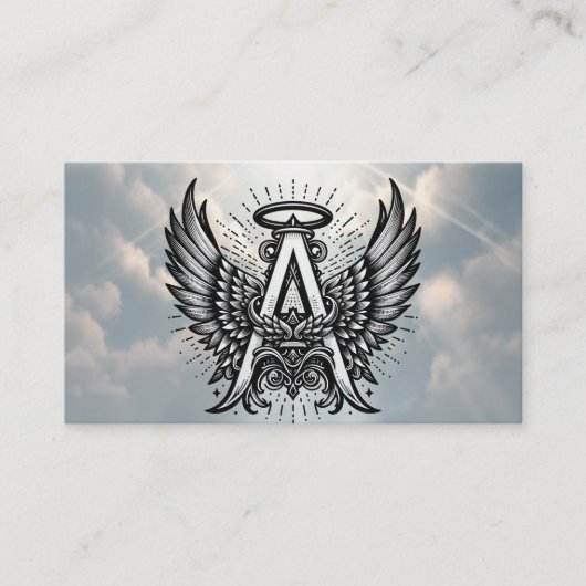 A is voor Angel Alphabet Letter Initiaal Visitekaartje (Voorkant)