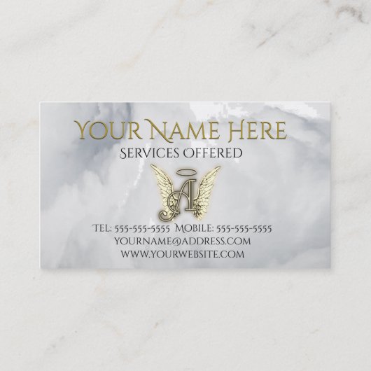 A is voor Angel Alphabet Letter Initiaal Visitekaartje (Achterkant)