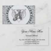 A is voor Angel Initiaal met Heart Monogram Visitekaartje (Voorkant / Achterkant)