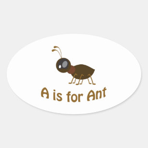 A is voor Ant Ovale Sticker