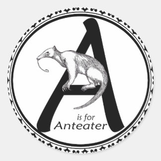 A is voor Anteater Ronde Sticker