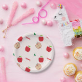 A is voor appel roze papieren bordje (Feest)