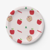 A is voor appel roze papieren bordje (Voorkant)