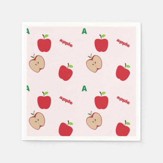 A is voor appel roze servet (Voorkant)