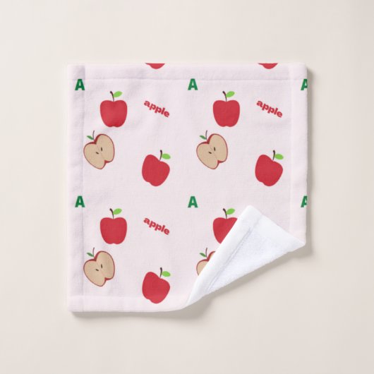 A is voor appel roze washandje (Wasdoekje)
