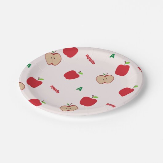 A is voor appelroze papieren bordje (Gekanteld)