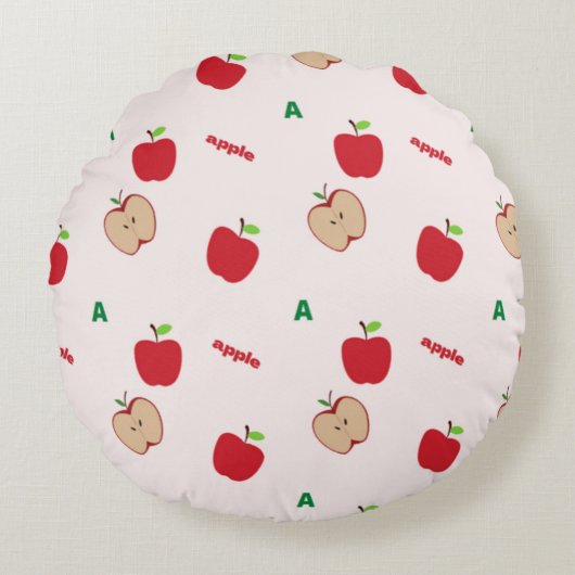 A is voor appelroze rond kussen (Voorkant)