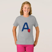 A is voor Apple alfabet abc letter leren schattig T-shirt (Voorkant volledig)