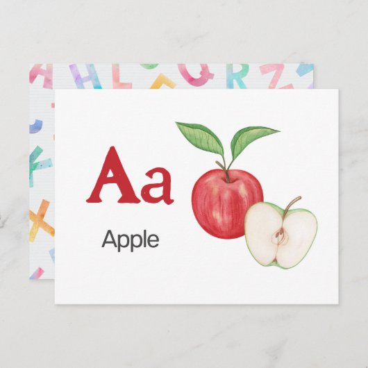 A is voor Apple - Alphabet Flash Kaart (Voorkant / Achterkant)