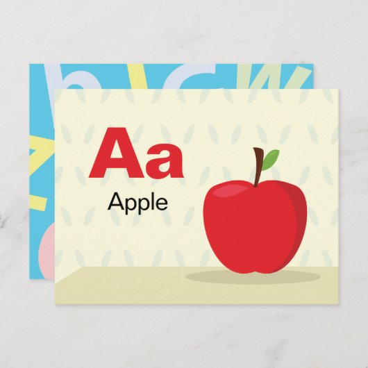 A is voor Apple - Alphabet Flash Kaart (Voorkant / Achterkant)