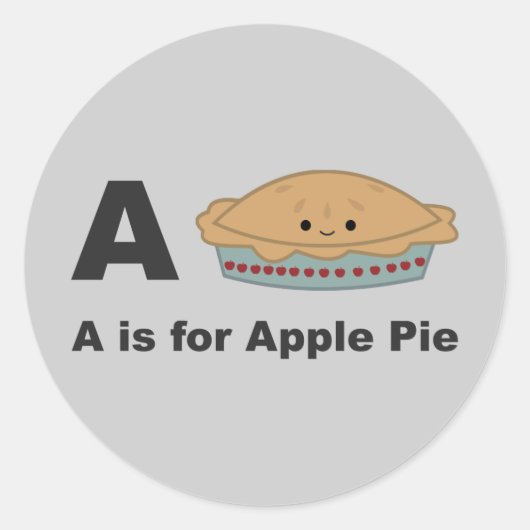 A is voor Apple Pie Ronde Sticker (Voorkant)