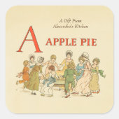 A is voor Apple Pie teruggezet bakcadeau Vierkante Sticker (Voorkant)